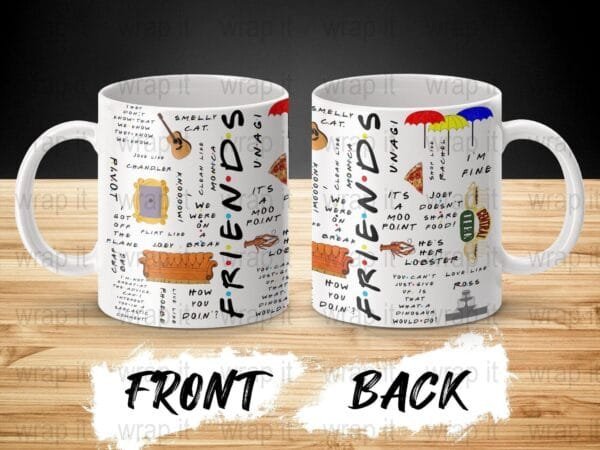 Friends Cenrtal Park Joey Phoebe Ross Rachel Chandler Monica Mug Sublimation Wrap PNG, 11 oz 15 oz Coffee Mug Design, Enamel Camp Cup png