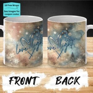 Hanukkah Love Light Blue Mug Sublimation Wrap PNG, 11 oz 15 oz Coffee Mug Design, Enamel Camp Cup Sublimation, Instant Download, Jewish png