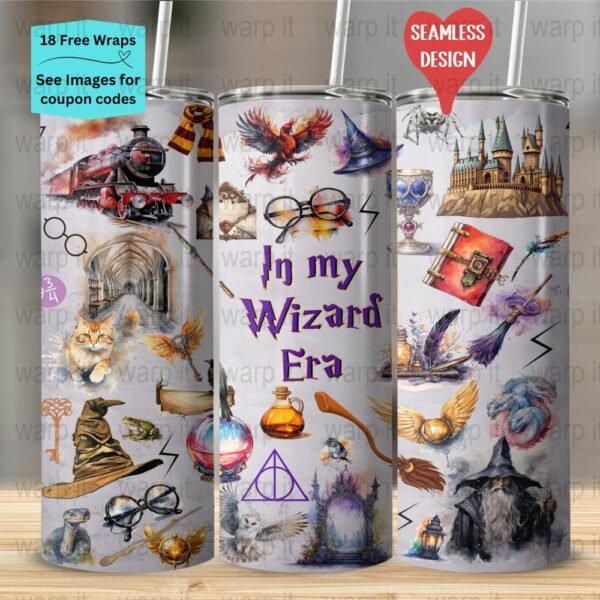 Wizard Era Magic School Seamless Tumbler Wrap PNG, Sublimation Tumbler, 20 oz Skinny Tumbler, Instant Download, Harry png, Potions Spells