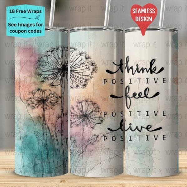 Postive Affirmation Stay Strong Woman Quote Dandelion Seamless Tumbler Wrap PNG, Sublimation Tumbler, 20 oz Skinny Tumbler, Instant Download