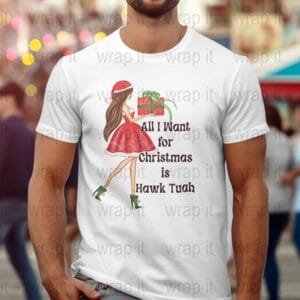 Funny Christmas Hawk Tuah Gift t shirt sublimation POD Design, Instant Download, Sublimation PNG, Men's Spit on it png, Holiday Men's shirt