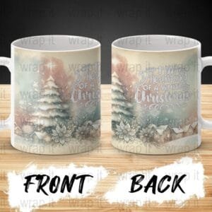 White Christmas Mug Sublimation Wrap PNG, 11 oz 15 oz Coffee Mug Design, Enamel Camp Cup Sublimation, Instant Download, Christmas Trees snow