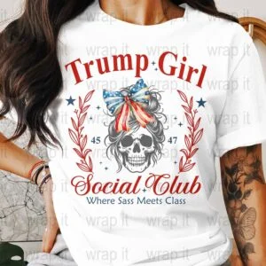 Trump Girl Social Club Croquette Bow Skull t shirt sublimation POD Design, Instant Download, Sublimation PNG, Maga Election Politics png
