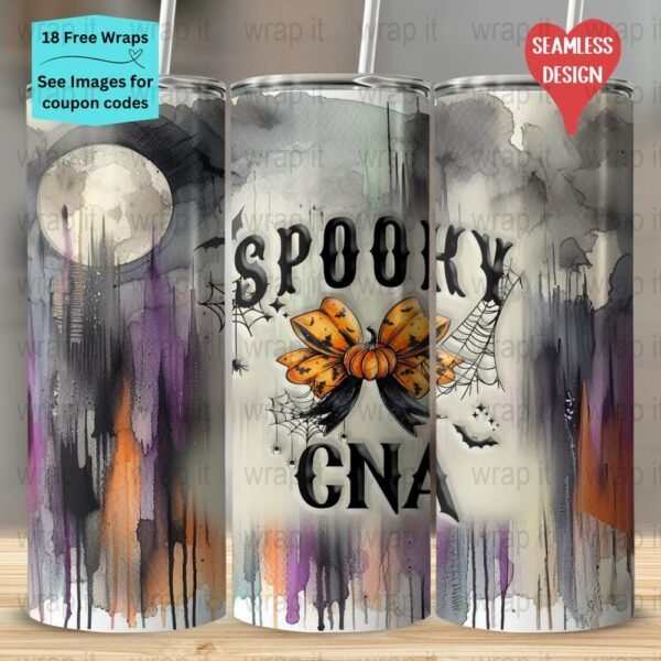 Halloween Spooky CNA Croquette Bow Pumpkin Seamless Tumbler Wrap PNG, Sublimation Tumbler, 20 oz Skinny Tumbler, Instant Download, Spiders