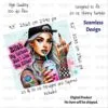 Funny Bitch Sarcastic Tattoos Coffee Girl Seamless Tumbler Wrap PNG, Sublimation Tumbler, 20 oz Skinny Tumbler, Sassy Middle Finger png - Image 2