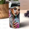 Funny Bitch Sarcastic Tattoos Coffee Girl Seamless Tumbler Wrap PNG, Sublimation Tumbler, 20 oz Skinny Tumbler, Sassy Middle Finger png - Image 3