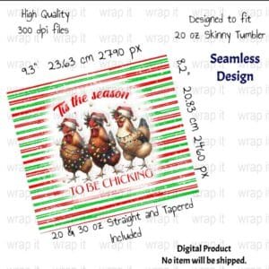 Chicken Funny Christmas Farm Tumbler Wrap Sublimation, 20 oz Skinny Wrap, 30 oz Tumbler, Holiday png