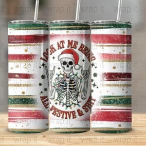 Funny Christmas Holiday Skeleton Lights Tumbler Wrap Sublimation, 20 oz Skinny Wrap, 30 oz Tumbler, Holiday png