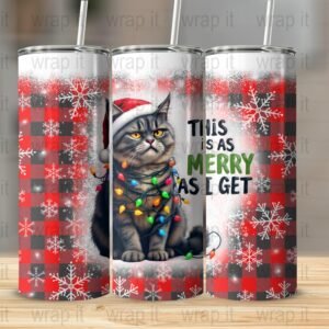 Funny Grump Christmas Cat Tumbler Wrap Sublimation, 20 oz Skinny Wrap, 30 oz Tumbler, Holiday png