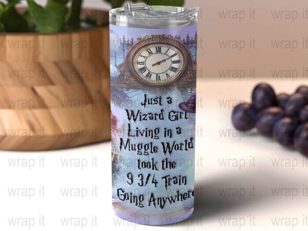 Wizard Girl Magic Train Station Tumbler Wrap, Sublimation Tumbler, 20 oz Skinny Tumbler, 30 oz Tumbler, Potter png, Magic Spells Potions - Image 3