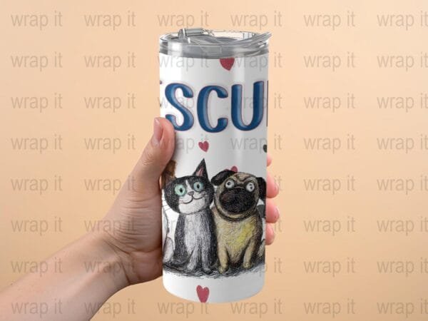 Dog Rescuer Cat Rescuer Sublimation PNG, 20 oz 30 oz Skinny Wrap, Tumbler Wrap Sublimation, Love Dogs, Love Cats, Rescue Dogs Cats - Image 3